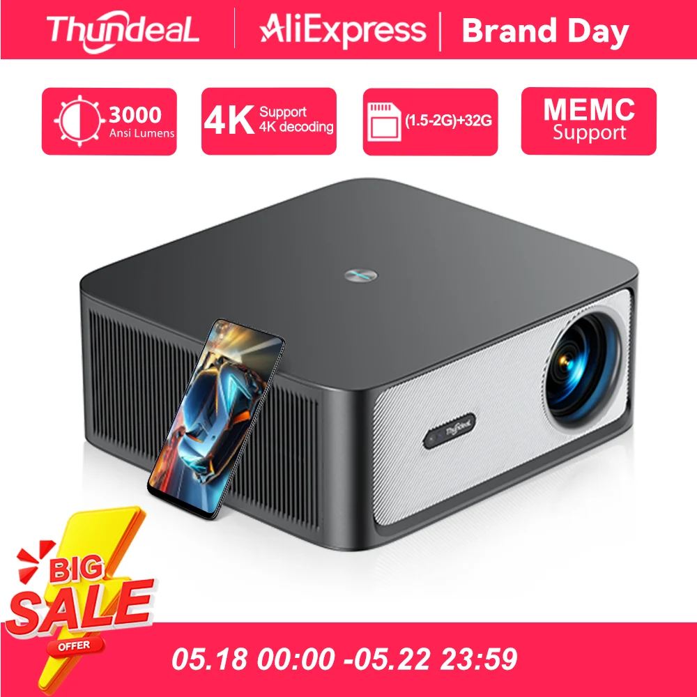 ThundeaL 3000Ansi 4K Full HD Projector TD98Pro 2G 32G Home Theater WiFi Android Portable Samrt TV Cinema TD98 Pro Beam Projector