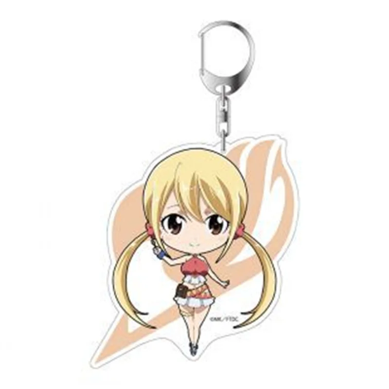 Anime Keychain Jewelry Fairy Tail Pendant Key Ring 5 Colors Charms Acrylic Key Chain Wizard Dancing Llaveros Porte Clef Men Gift