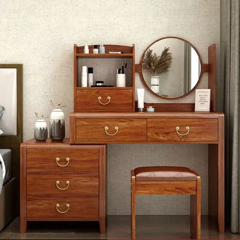 Modern new Chinese-style solid wood dresser bedroom simple light luxury advanced retractable makeup table small apartment