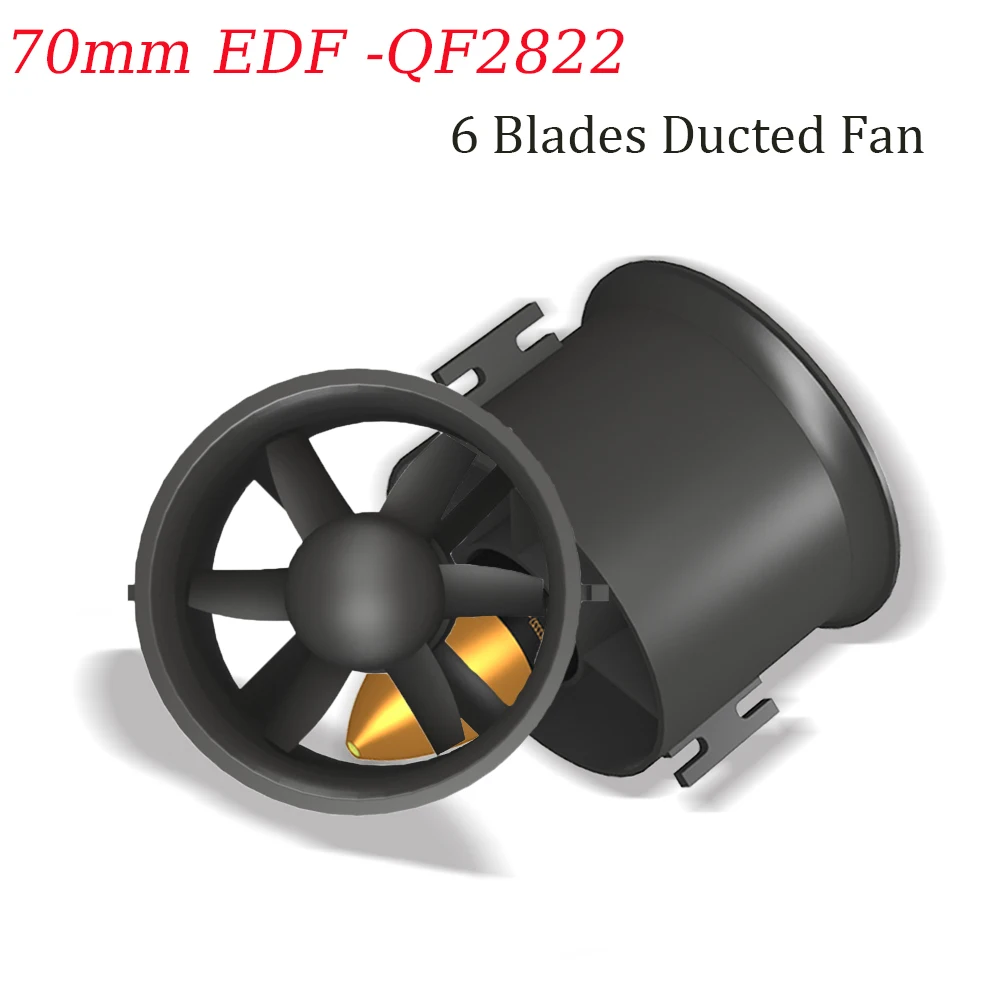 QX-MOTOR 70mm EDF with QF2822D-3000KV Brushless Motor 6 Blades Ducted Fan For RC Airplane Directly