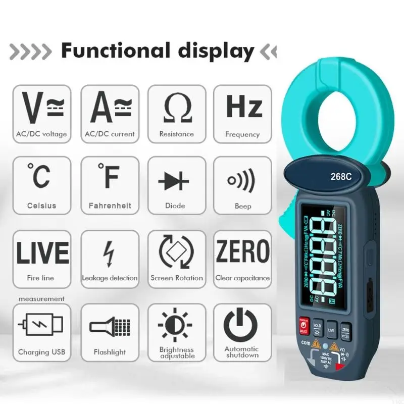 

LCD Current Tester With Rotating Display Voltages Frequency Monitoring Device Y4QC
