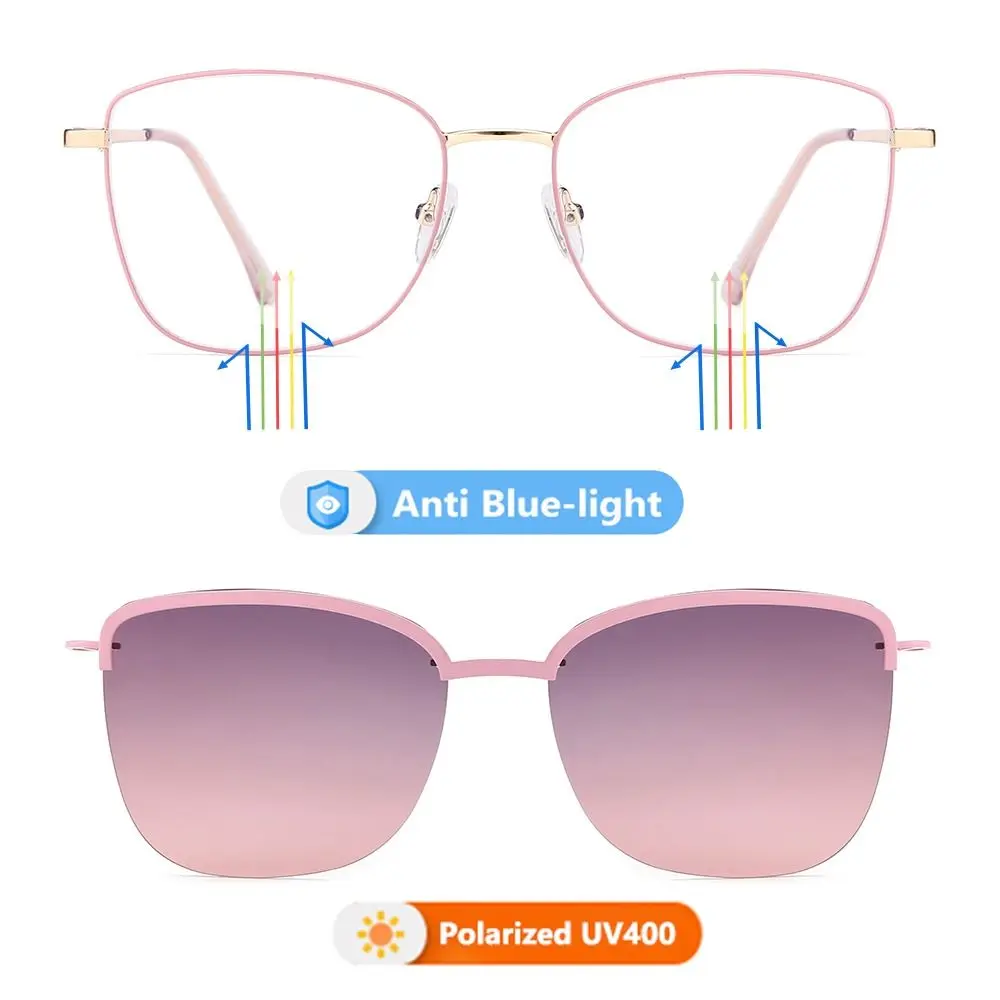 

Clip On Sunglasses Polarized Lens with 1Pc Sunglasses Lenses 3 In-1 Glasses Magnet Polarized Clip-On Anti-Blue Light Glasses
