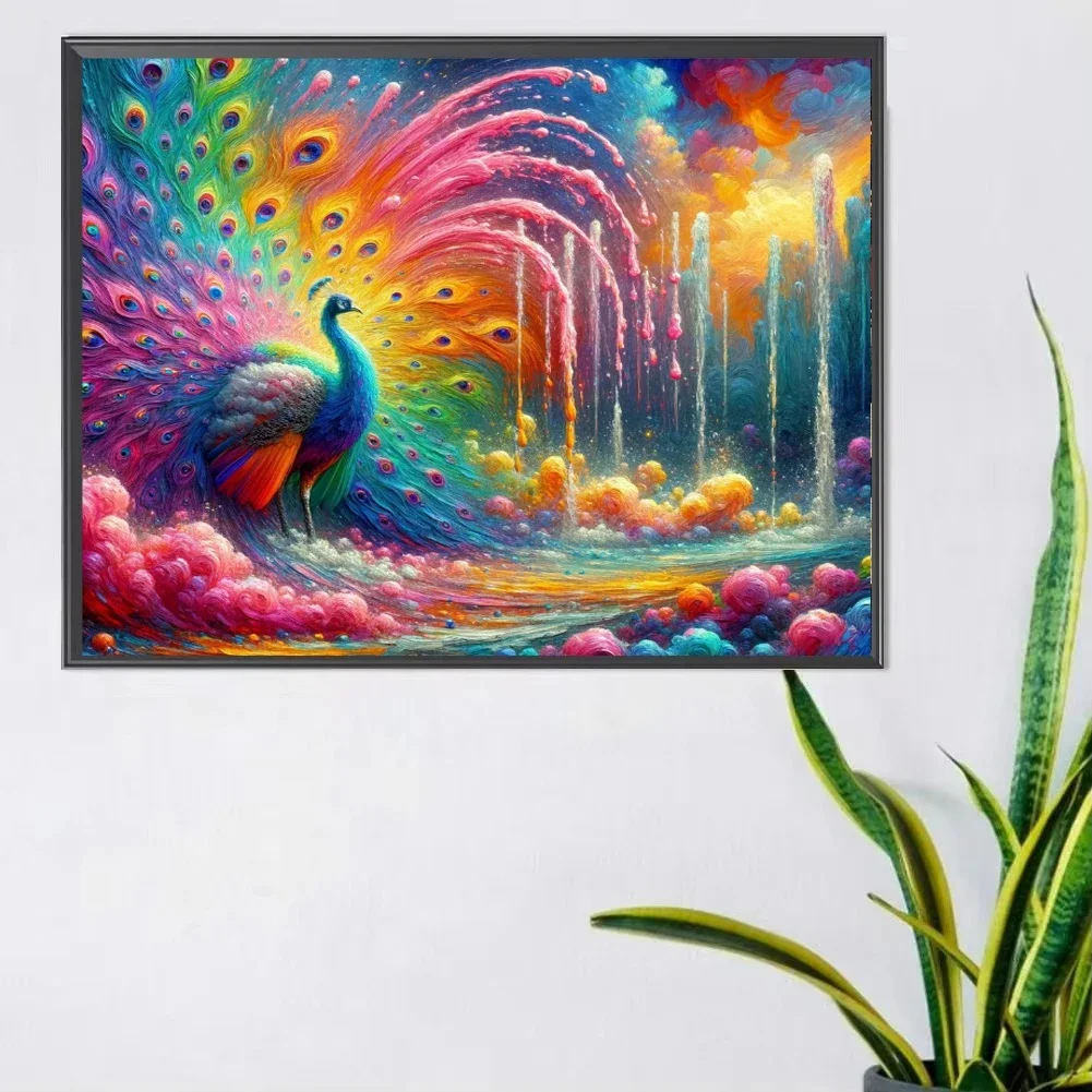 Colorful Rainbow Peacock 5D DIY Diamond Painting Cross Stitch Kits Full Square Round Diamond Mosaic Embroidery Sale