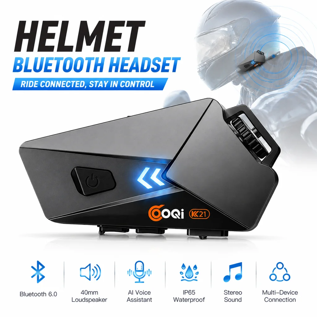 K21 Motorcycle Helmet Headset BT6.0 Wireless Helmet Hands-free Call Phone Waterproof MP3 Music Player Motorcycle Accessories