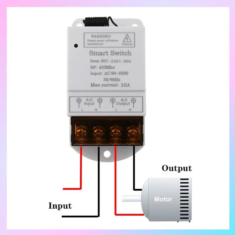 

AB25-Remote Control Switch RF Relay Receiver High Power AC90-250V 30A 433Mhz For Water Pump Control