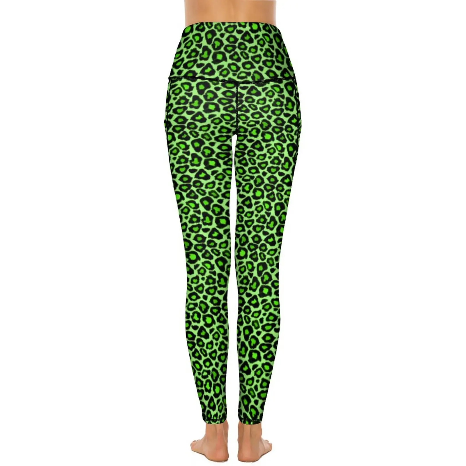 Trendy Leopard Print Leggings Sexy Neon Green Push Up Yoga Pants Cute Elastic Leggins Female Custom Fitness Sport Legging