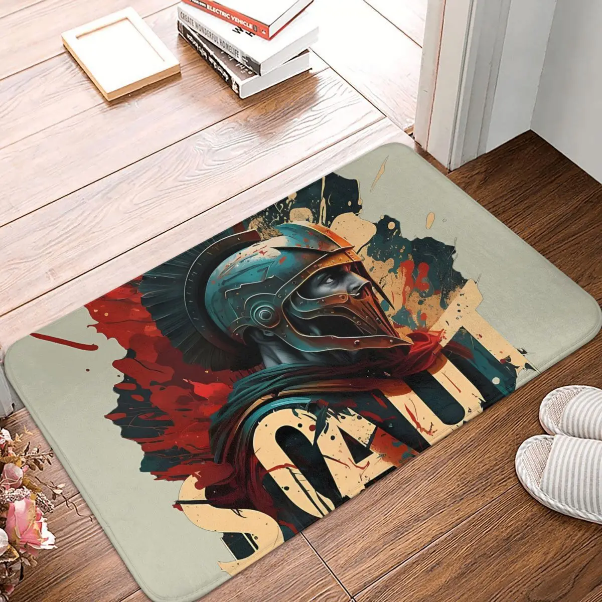 Spartan Cartoon Non-slip Doormat Strong Bath Bedroom Mat Prayer Carpet Indoor Pattern Decor