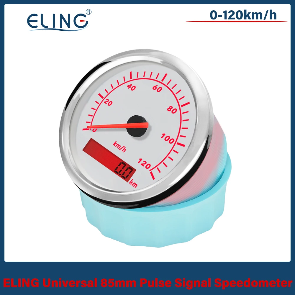 

ELING 85mm Speedometer Odometer Speed Gauge 0-120 km/h 0-200km/h with Red Backlight for Car Boat Yacht(Pulse Signal)