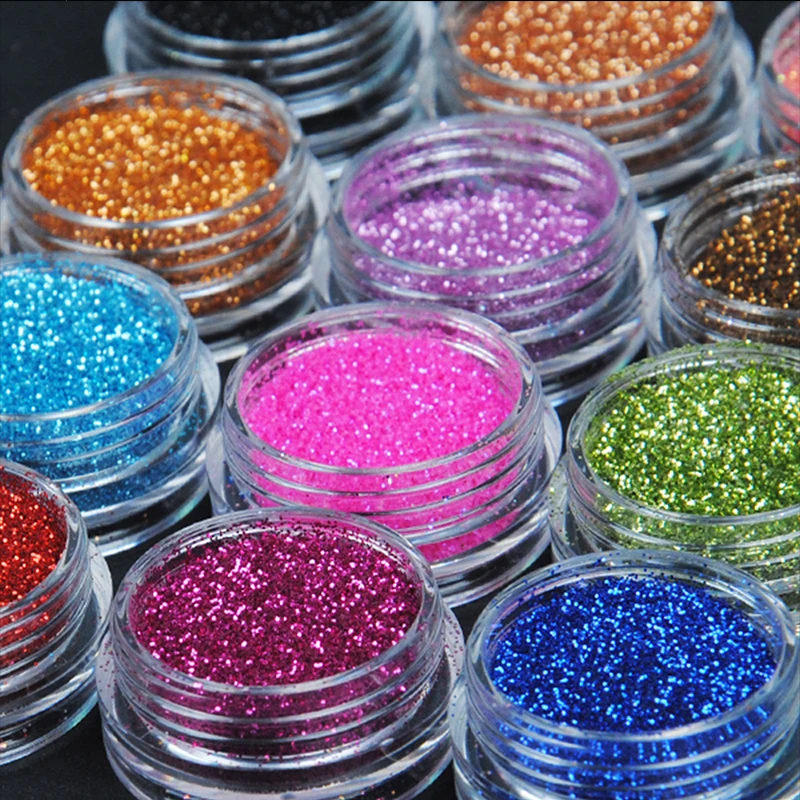 12 Color Set  Body Glitter Acrylic Powder Dust Nail Sequins Manicure Decoration Tattoo Supplies Decorations Nail Art