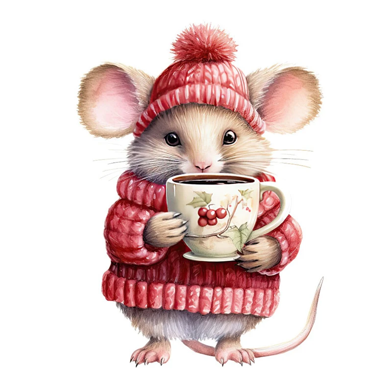 C218# Winter Cat Puppy Mouse Rabbit Wall Sticker Bathroom Toilet Decor Living Room Cabinet Refrigerator Home Decoration Decals