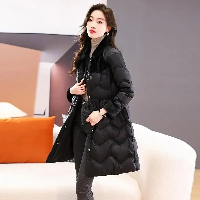 

Winter New Women's Down Jacket Loose Collar Spliced Embroidered Jacket