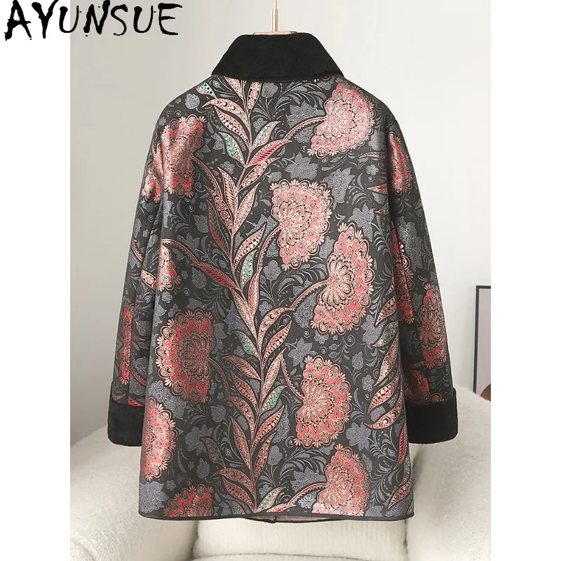 AYUNSUE معطف الفرو امرأة 2025 معاطف الشتاء للمرأة ملابس أنيقة نمط ملابس كاجوال للمرأة جودة عالية شوبانا Жénska