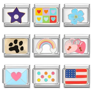 Edelstahl -Charmeverbindungen für DIY machen Schmuck, süßes Herz, Milchtee, Popcorn, Käse, Brot, italienisches Armband, wenn 9 -mm -Armbänder, Schmuckgeschenke 10 Hauptverkauf Pingon Popcorn - №5