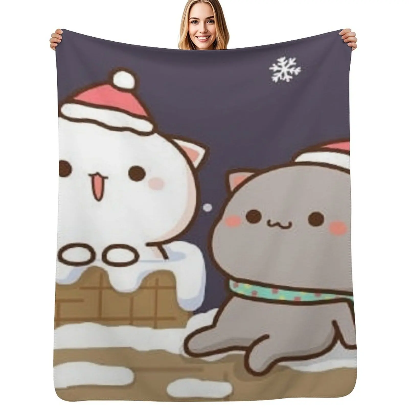 

Winter chilling with peach and Goma Throw Blanket Warm Plush Fuzzy Blanket for Living Room