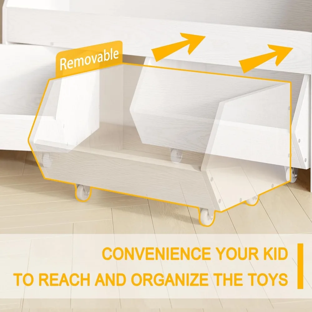 Toy Storage Organizer for Kids, Toy Storage Cabinet with Drawers, Boys and Girls Toy Shelf with Wheels