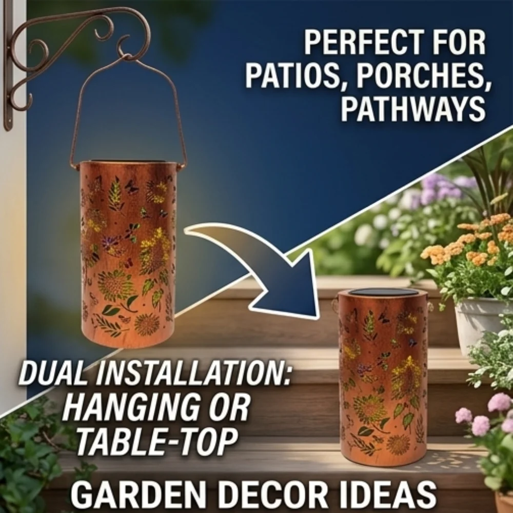Colorful Metal Sunflower Solar Light Outdoor Garden Lantern Decorative Hanging Lamp Waterproof IP65 for Patio Yard Pathway