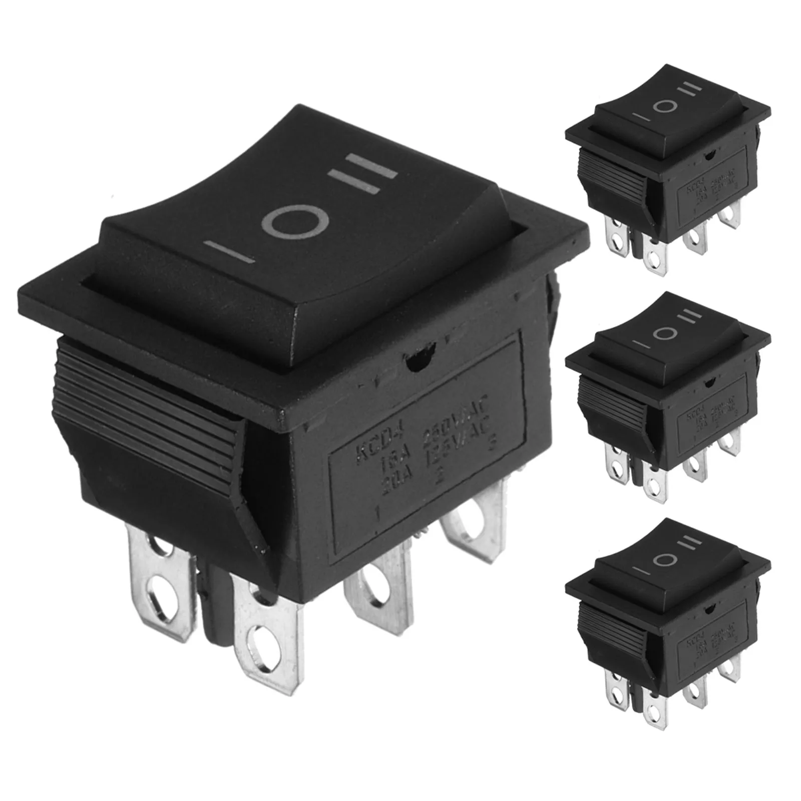 4Pcs Heavy Duty Generator Rocker Switch 6-Pin Triple Button Transfer Switch Waterproof for Garden Equipment Boat Type Rocker