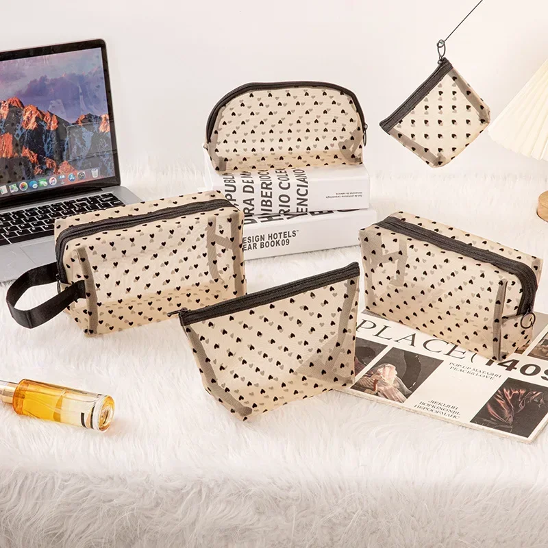 1 個透明トイレタリーウォッシュバッグメッシュ化粧ケースオーガナイザー収納ポーチカジュアルメイクアップ女性 Neceser 旅行化粧品バッグ