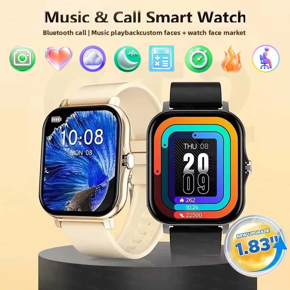 ساعة ذكية عصرية للياقة البدنية، ساعة رياضية لمراقبة القلب، ساعة ذكية بلوتوث، تشغيل الموسيقى، 1.83 بوصة، ساعات كلاسيكية للنساء #1