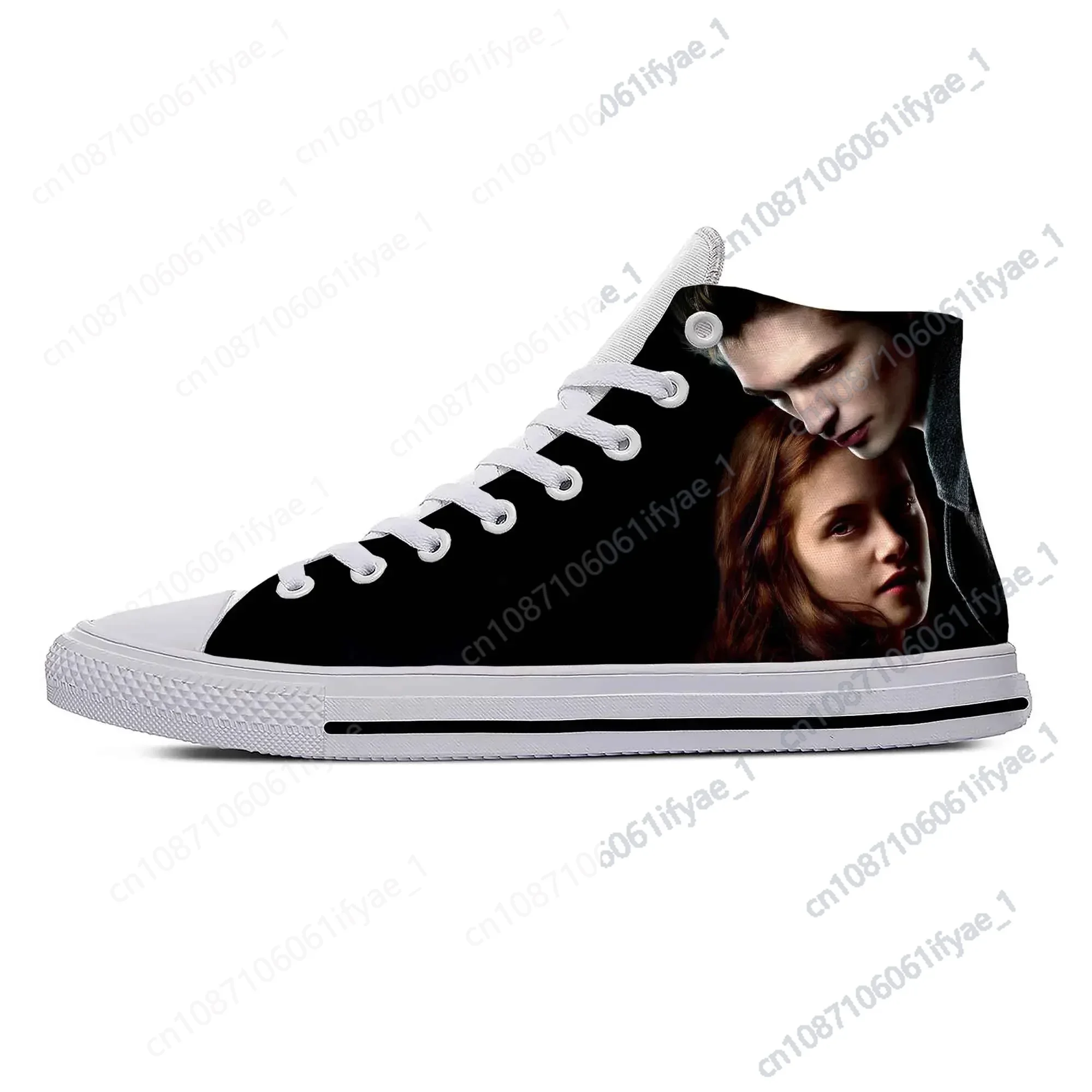 Bella Edward Twilight Saga Filme Vampiro Sapatos de pano casual para homens e mulheres, tênis de desenho alto, sapatos clássicos, ajuda