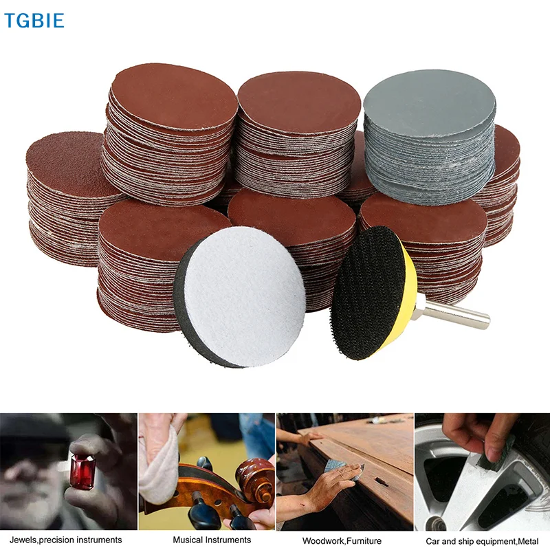 【TL】100pcs Set 2 Inch Sanding Discs Pad Kit For Drill Grinder Rotary Tools With Backer Plate Includes 80-3000 Grit Sandpapers