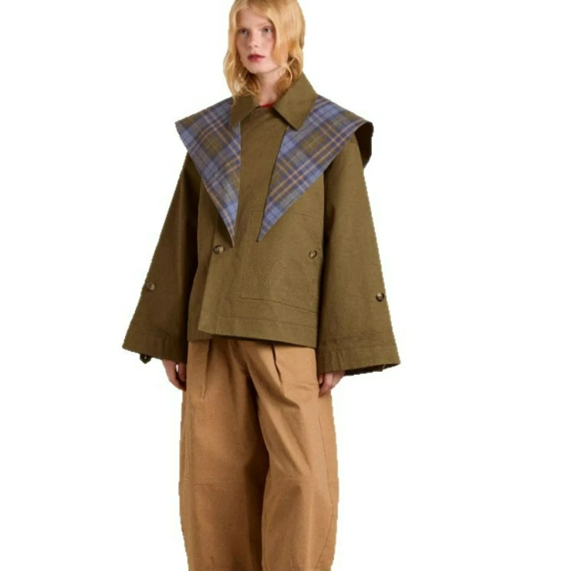 

A New Fashionable Women's Jacket European Style 2026autumn Featuring Lapel Long-sleeved Embroidered Pockets Double-sided Wear