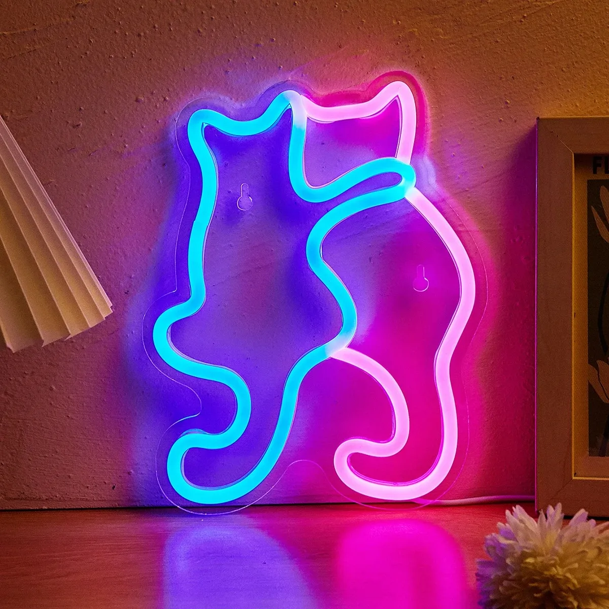 

Chi-buy Cat LED Neon Sign USB Powered Neon Signs Night Light 3D Wall Art & Game Room Bedroom Living Room Decor Lamp Signs
