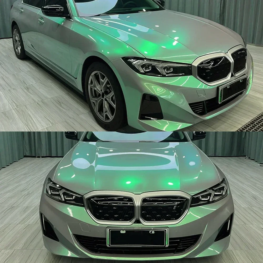 

ПЭТ Волшебный жемчуг Серый и зеленый Автомобильная виниловая пленка Автомобильная пленка Самоклеящаяся наклейка на кузов автомобиля Изменение цвета декоративной пленки