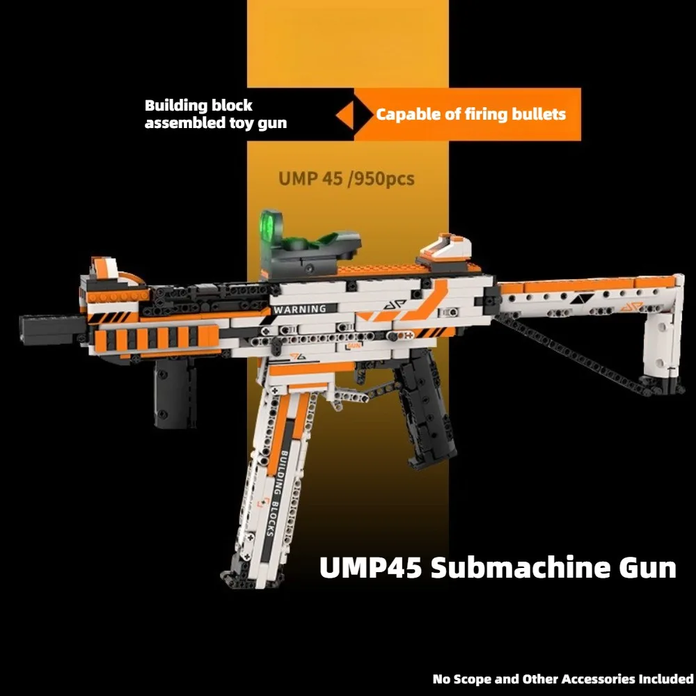 UMP45‑Style Wooden Toy Model Shootable Wooden Projectile Play Blaster Home Living Room Decor Display Ornament Gift