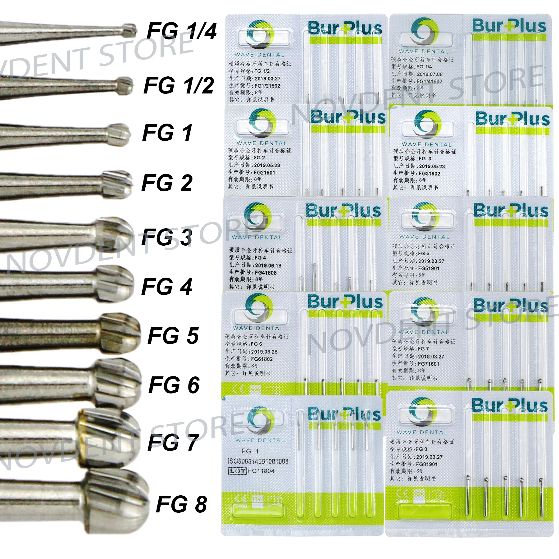 FG WAVE Dental Tungsten Carbide Bur For High Speed Handpiece Diameter: 1.60mm