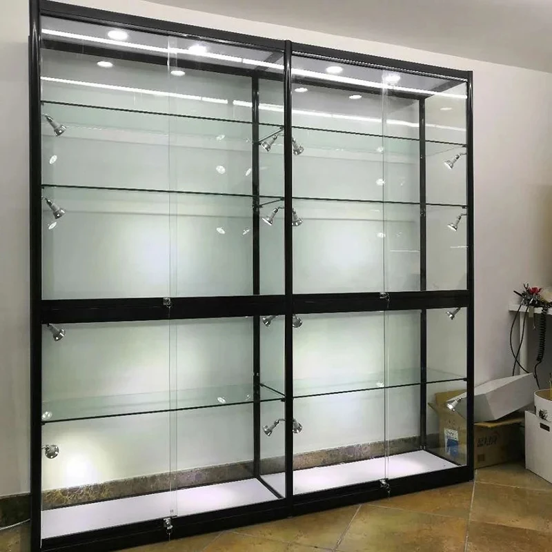 custom.Custom Full Aluminum Frame Glass Smoke Shop Display Cabinet with LED Lock