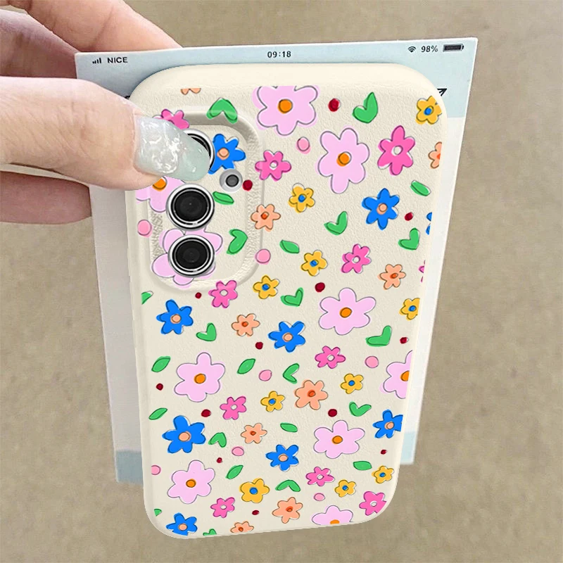 Bunte Blumen Hülle für Samsung Galaxy S25 Edge S23 S22 Ultra S24 FE A56 A26 A36 A55 A16 A54 A15 A14 A25 5G Soft Phone Cover