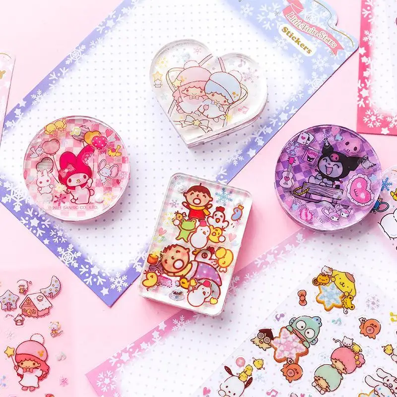 بولي كلوريد الفينيل سانريو شفافة ثلج ليتل توين ستارز جوكا لتقوم بها بنفسك جراب هاتف ملصقات الفتاة مذكرات الديكور رياض الأطفال لعبة مكافأة