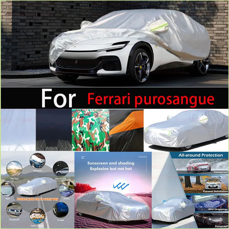

Ветрозащитный автомобильный чехол со светоотражающей полосой, автоматический анти-УФ-солнце, дождь, снег, пыль, краска, защитный чехол, универсальный для Ferrari Purosangue