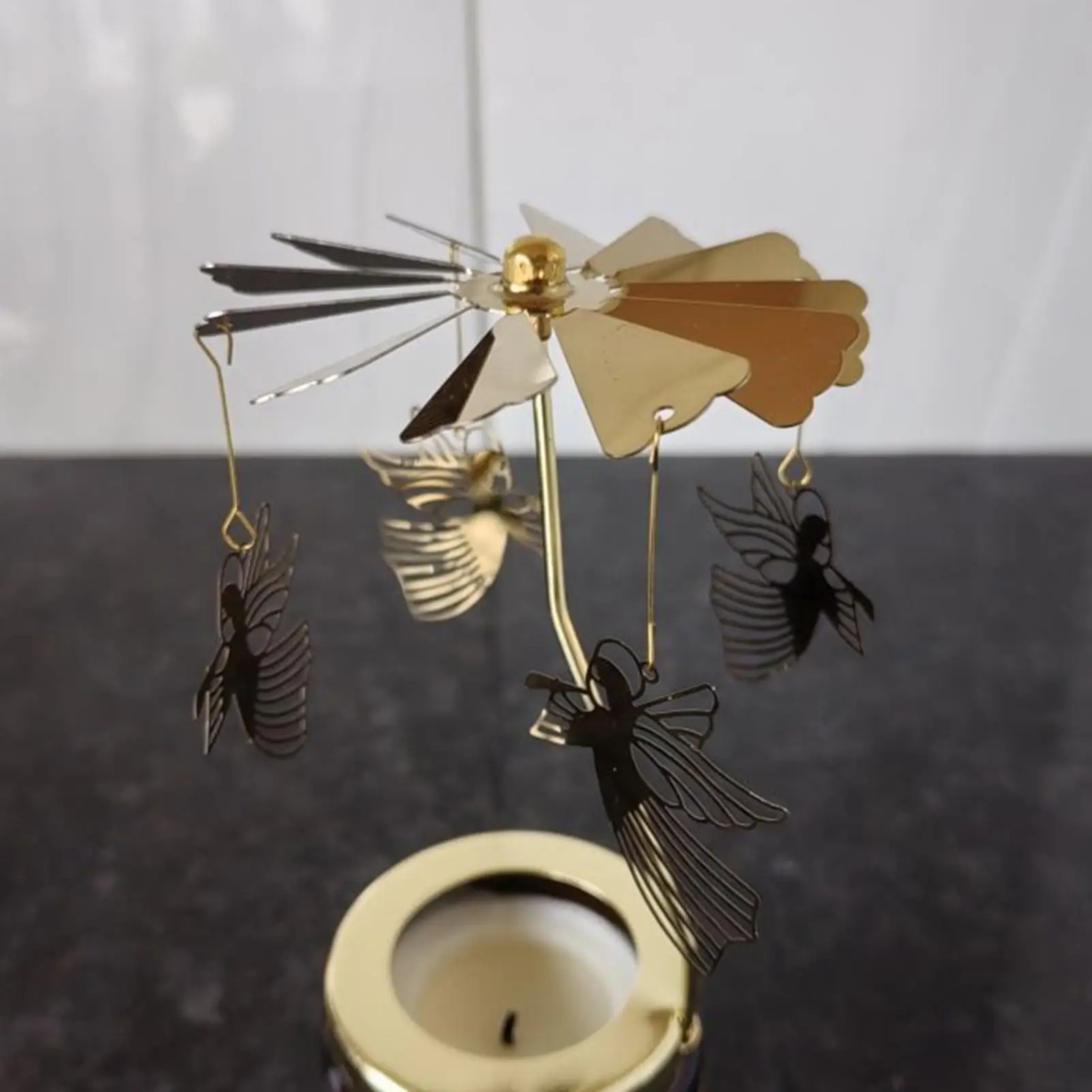 Creative Golden Rotating Candle Holder Carousel Tea Light Cup Standing Lamp Rack Gift Wedding Christmas Party Home Decorations