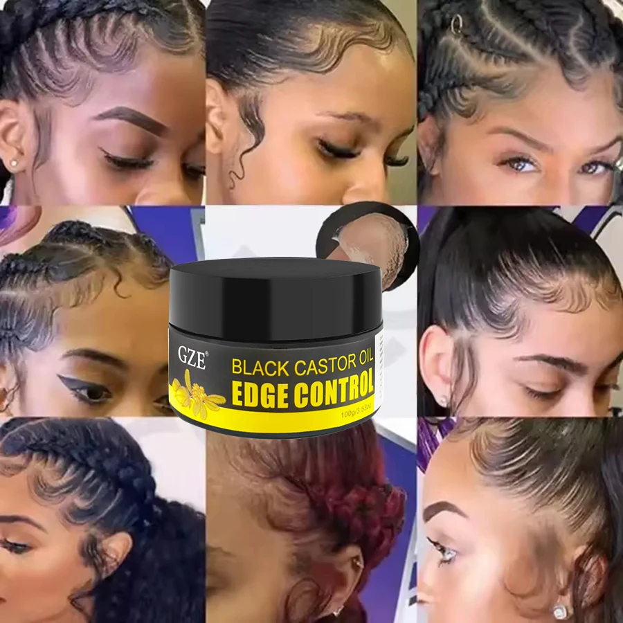 GZE African Black Castor Extra Hold Braid,Contains Black Castor Oil & Coconut Oil Edge Control, Hair Wax Gel for Women