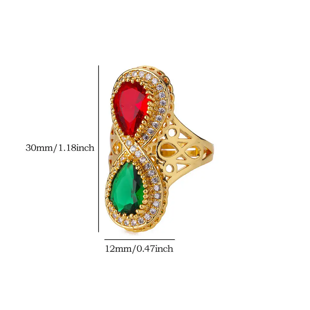 Zircon Water Drop Crown Rings for Women Gold Color Vintage Adjustable Wedding Ring Aesthetic Fashion Wedding Jewelry Gift