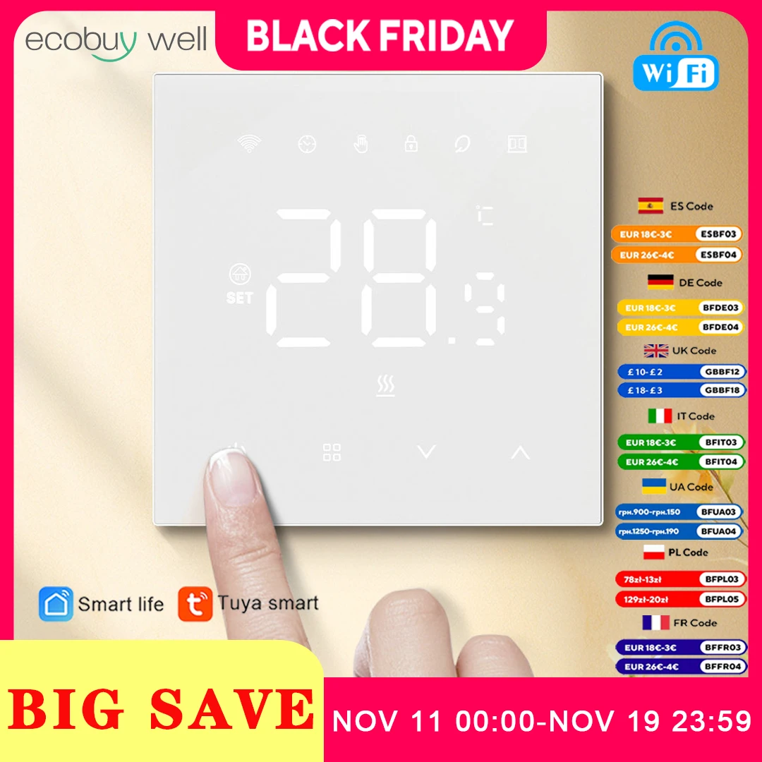 

Smart Home Tuya WiFi HeatingThermostat Smart Thermostat Digital 220V Water Heating Temperature Controller For Google Home Alexa