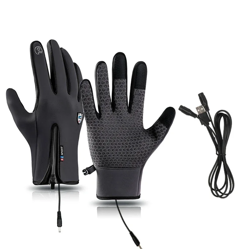 Winter Electric Heated Gloves Touchscreen Heating Thermal Gloves Heated Gloves Outdoor Warm Waterproof Windproof Gloves