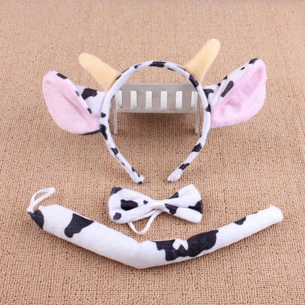 مجموعة ذيل الأذنين القابلة للتمدد من القطيفة للأطفال، عصابة رأس وذيل وربطة عنق للهالوين للأطفال الصغار تحت عنوان