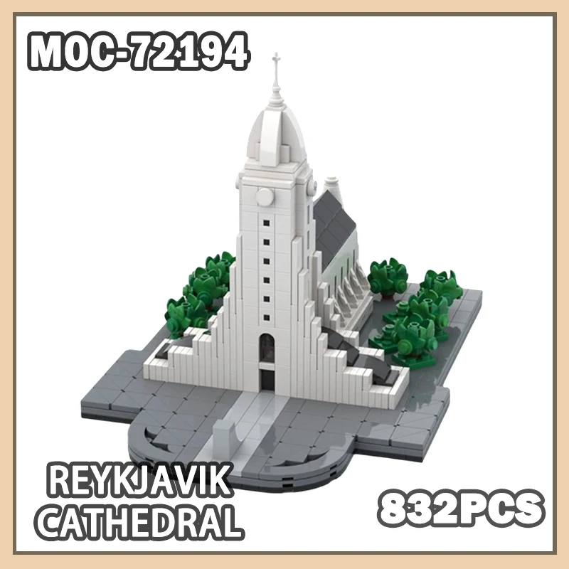 

MOC-72194 Reykjavik Cathedral Building Block Brick Architecture Classical Churches Landmark Models Kids Toys Brick Gifts 832PCS