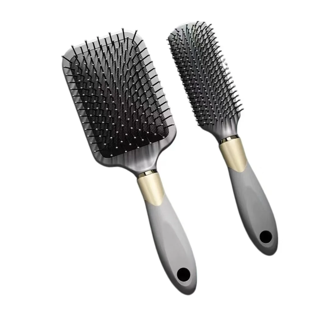 Men Gold Plated Five Piece Hair Comb Set Curling Styling Volumizing Round Roller Brush Ribbed Massage Air Cushion Comb