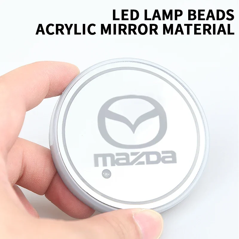 2x Luminous Car Cup Coaster Holder Car Led Atmosphere Light Logo Lamp For Mazda 2 3 5 6 8 CX3 CX4 CX5 CX8 CX30 AXELA Accessories