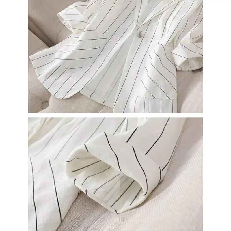 جديد V 233 المرأة الربيع الصيف رقيقة شريط زر واحد سبعة أقدام السراويل ملابس رياضية كاجوال مجموعة الخريف الموسم سبعة أرباع... #5