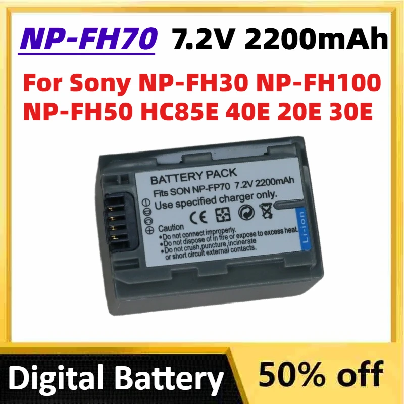 

7.2V 2200mAh NP-FH70 Li-ion Digital Battery for Sony NP-FH30 NP-FH100 NP-FH50 HC85E 40E 20E 30E 43E 23E Rechargeable Batteries