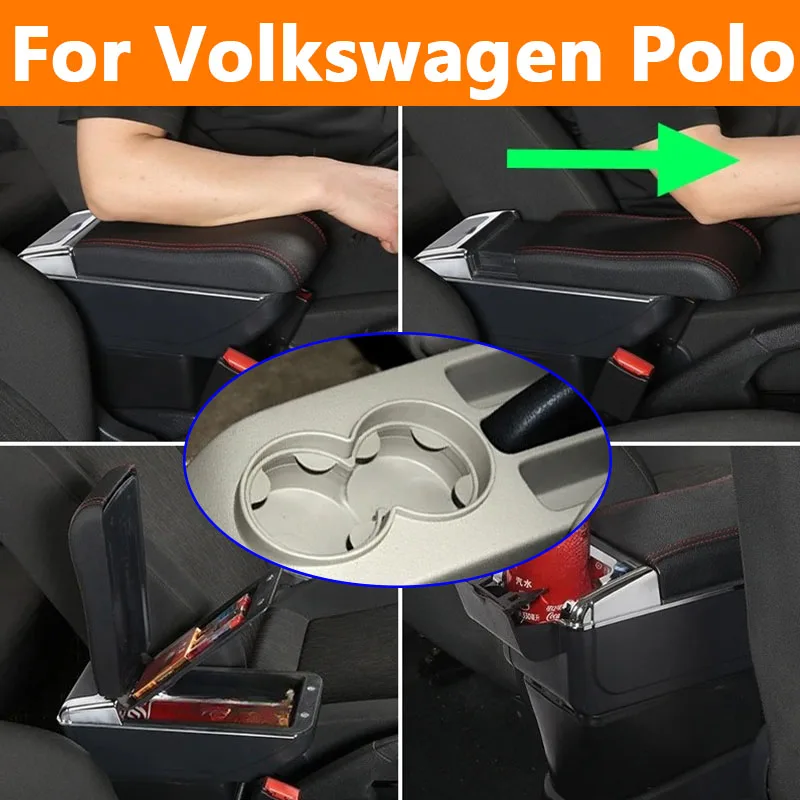 

Детали модификации салона автомобиля для Volkswagen Polo для VW Polo 9N 3, ящик для хранения центральной консоли, черный подлокотник 2002-2009 гг.