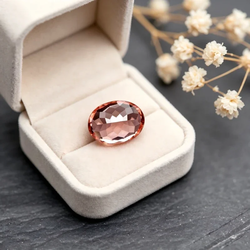 Künstlicher Edelstein Padparadscha Roter Lotus-Farbiger Ovaler Schmuckstein Großhandel Verfügbar mit Zertifikat – Detail 2