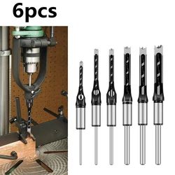 HSS Twist Drill Bits Square Hole Drill Woodworking Drill Tools Auger Mortising Chisel Drill Set DIY Furniture Square DIY Furnitu