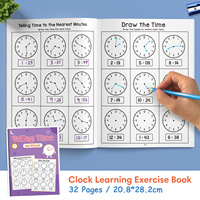 32 Pages A4 Size Telling Time Practice Workbook Children's Clock Cognition Time Learning Book Interactive Cognitive Book