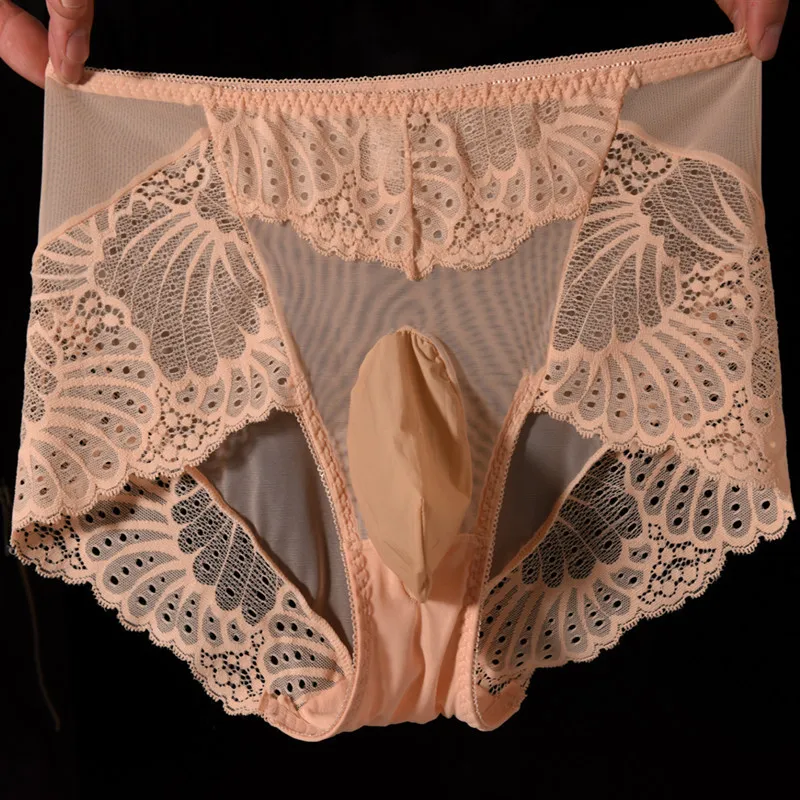 Men's Lace Underwear Ultra-Thin Transparent Large Size See-Through Panties Low Waist Underpants Crossdressing Sissy Lingerie image 5